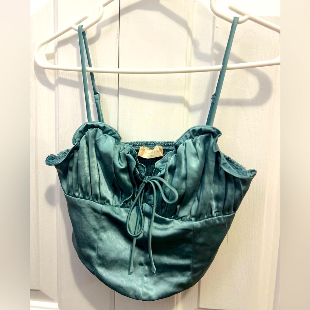 Altar'd State Seafoam Satin Top